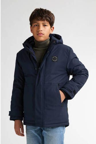 Petrol Industries parka marineblauw Jas Jongens Polyester Capuchon Effen