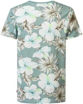 Petrol Industries T-shirt met all over print blauwgrijs wit Jongens Katoen Ronde hals 128