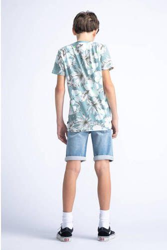 Petrol Industries T-shirt met all over print blauwgrijs wit Jongens Katoen Ronde hals 128 - Foto 2