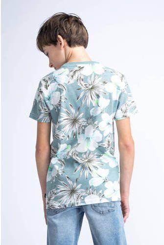 Petrol Industries T-shirt met all over print blauwgrijs wit Jongens Katoen Ronde hals 128 - Foto 3
