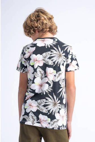 Petrol Industries T-shirt met all over print donkergrijs oranje wit Jongens Katoen Ronde hals 116 - Foto 3