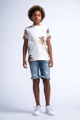 Petrol Industries T-shirt met all over print multicolor Jongens Katoen Ronde hals 128