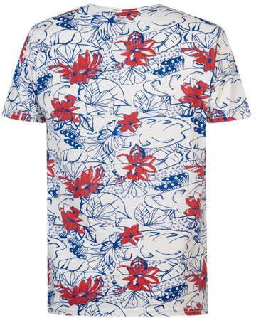Petrol Industries T-shirt met all over print wit blauw rood Jongens Katoen Ronde hals 116 - Foto 2