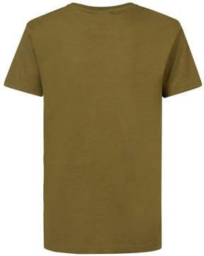 Petrol Industries T-shirt met logo mosgroen Jongens Katoen Ronde hals Logo 116
