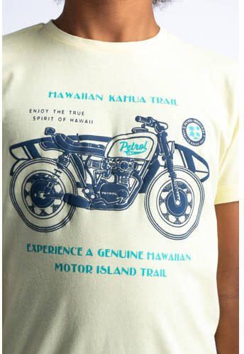 Petrol Industries T-shirt met printopdruk geel Jongens Katoen Ronde hals 164