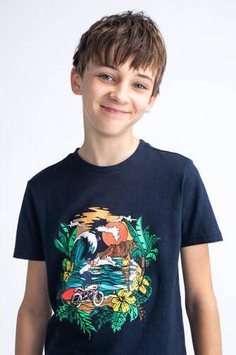 Petrol Industries T-shirt met printopdruk navy Blauw Jongens Katoen Ronde hals 116