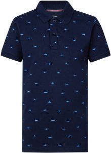 Petrol Industries polo met all over print donkerblauw