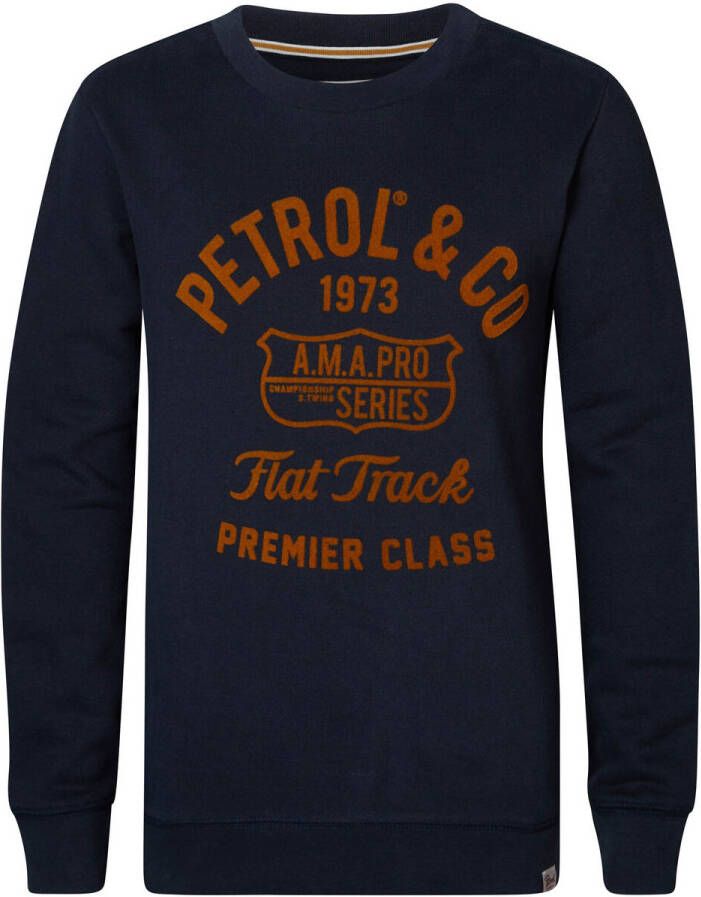 Petrol Industries sweater met logo donkerblauw