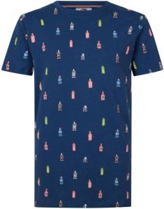 Petrol Industries T-shirt met all over print donkerblauw multicolor