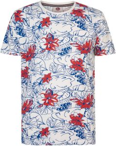 Petrol Industries T-shirt met all over print wit blauw rood