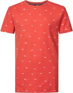 Petrol Industries T-shirt met all over print rood wit