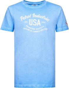 Petrol Industries T-shirt met printopdruk lichtblauw