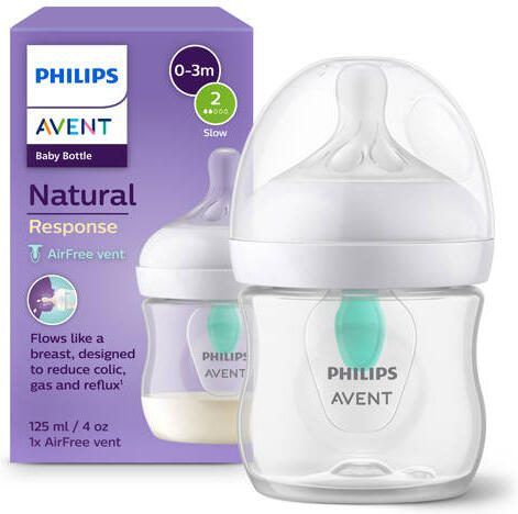 Philips Avent Natural Response Babyfles met AirFree-ventiel 125 ml 0M+ Snelheid-2 speen SCY670 01 - Foto 2