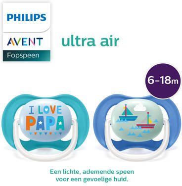 Philips Avent Ultra Air Collection Fopspeen 6-18M 2 stuks SCF080 03 Blauw