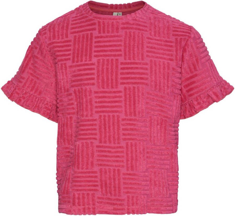 PIECES KIDS badstof T-shirt PKKAROLINA donkerroze Effen 122 128