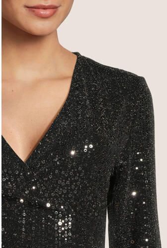 PIECES Maternity zwangerschapsjurk PMSIDDY met glitters zwart Dames Nylon V-hals XL - Foto 2