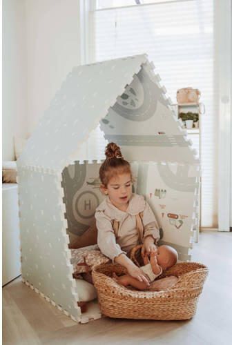Play&Go EEVAA 2-in-1 omkeerbare puzzel speelmat en opbergdoos Roadmap Iconen (120x180cm 6 tegels) Speelkleed