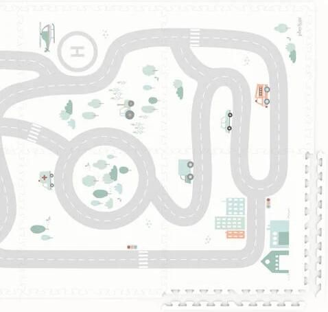 Play&Go EEVAA 2-in-1 omkeerbare puzzel speelmat en opbergdoos Roadmap Iconen (120x180cm 6 tegels) Speelkleed - Foto 2