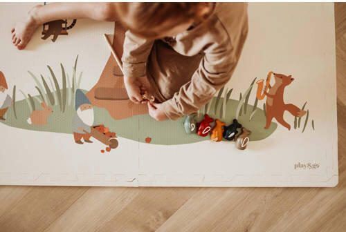 Play&Go EEVAA 3-in-1 omkeerbare puzzel speelmat speelhuis en opbergdoos Treehouse (120x180cm 6 tegels) Speelkleed