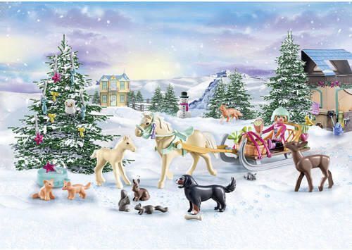PLAYMOBIL Christmas Adventskalender Paarden: kerst sleerit 71345 Speelset