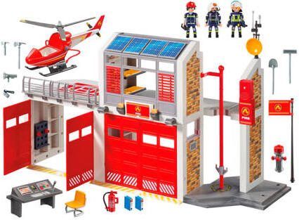 PLAYMOBIL City Action grote brandweerkazerne met helicopter Speelset