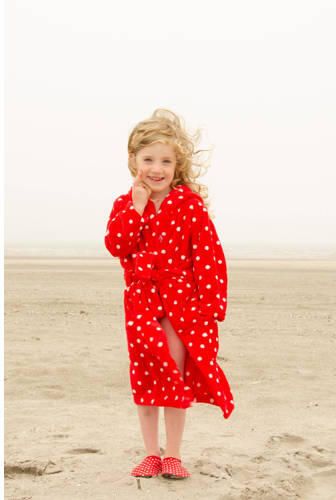 Playshoes fleece badjas Dots met stip dessin rood wit Stip 158 164 - Foto 3
