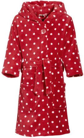 Playshoes fleece badjas Dots met stip dessin rood wit Stip 146 152