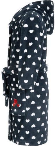 Playshoes fleece badjas Hearts met hartjes donkerblauw wit Hartjes 146 152 - Foto 2
