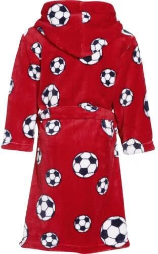 Playshoes fleece badjas Socces met voetbal dessin rood All over print 110 116 - Foto 3