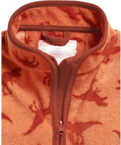 Playshoes fleece vest met all over dino print bruin Jongens Polyester Opstaande kraag