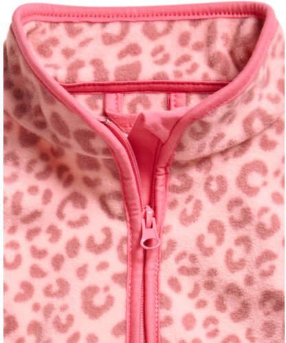 Playshoes fleece vest met all over print roze Meisjes Polyester Opstaande kraag 104