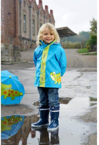 Playshoes regenjas Crocodile lichtblauw groen Jongens Polyester Capuchon 104 - Foto 4