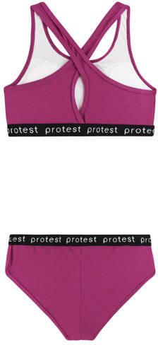 Protest crop bikini PRTBEAU JR fuchsia Roze Meisjes Polyester Printopdruk - Foto 3
