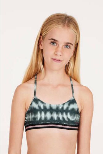 Protest crop bikini PRTENJOY JR donkergroen Meisjes Polyamide Streep 164 - Foto 2