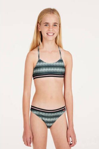 Protest crop bikini PRTENJOY JR donkergroen Meisjes Polyamide Streep 164 - Foto 3