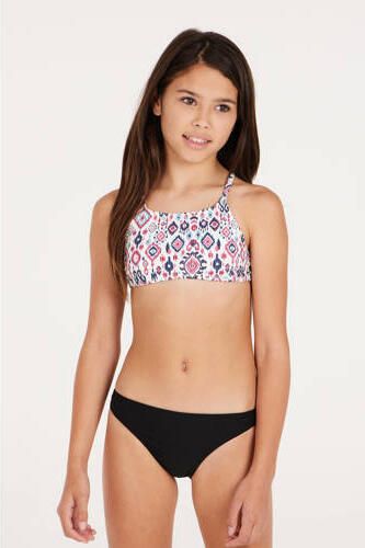Protest crop bikini PRTINDRIA JR wit zwart Meisjes Polyester All over print 128