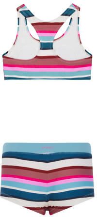 Protest crop bikini PRTLAXMI JR roze wit blauw Meisjes Polyamide Streep 104