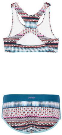 Protest crop bikini PRTMIRROR JR blauw wit rood Meisjes Polyamide All over print 128