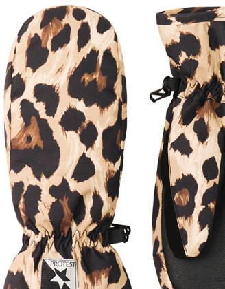 Protest PRTEvino JR skiwanten met dierenprint zand bruin zwart Meisjes Polyester - Foto 2