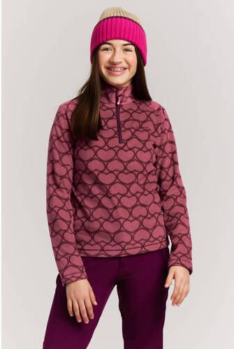 Protest PRTRemissy JR sweater met opstaande kraag en hartjes koraalrood donkerrood Outdoor