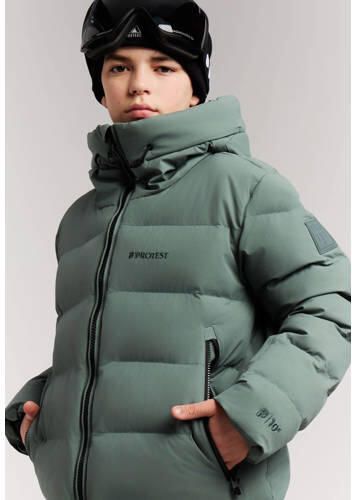 Protest PRTWalden JR ski-jas grijsgroen Skijack Jongens Softshell Capuchon - Foto 3
