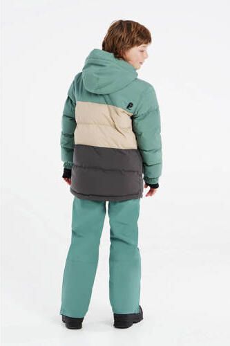 Protest ski-jack PRTCROW JR donkergroen ecru mintgroen Skijack Jongens Polyester Capuchon 140