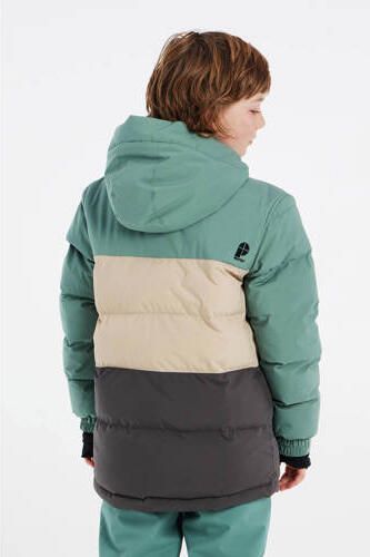 Protest ski-jack PRTCROW JR donkergroen ecru mintgroen Skijack Jongens Polyester Capuchon 140 - Foto 3