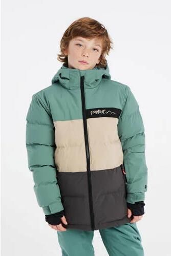 Protest ski-jack PRTCROW JR donkergroen ecru mintgroen Skijack Jongens Polyester Capuchon 140 - Foto 2