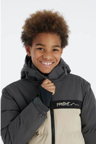 Protest ski-jack PRTCROW JR groen ecru grijs Skijack Jongens Polyester Capuchon 128 - Foto 2