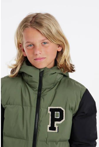 Protest ski-jack PRTLARK JR groen zwart Skijack Jongens Polyester Capuchon 164
