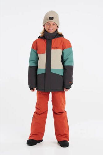 Protest ski-jack PRTPECKER JR antraciet oranje turquoise Skijack Grijs Jongens Polyester Capuchon 128 - Foto 2
