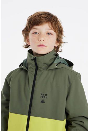 Protest ski-jack PRTSKIMMER JR groen limegroen zwart Skijack Jongens Polyester Capuchon 116