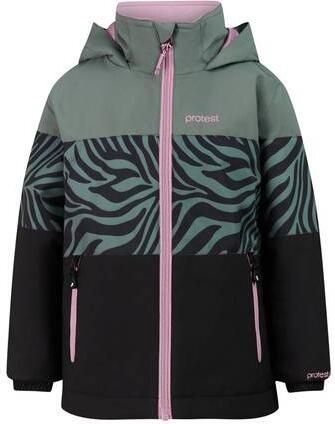Protest ski-jas groen zwart Skijack Meisjes Polyester Capuchon Dierenprint
