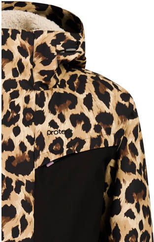 Protest ski-jas met dierenprint zand bruin zwart Skijack Meisjes Polyester Capuchon - Foto 3